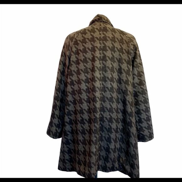 Mario Serrani brown black houndstooth winter coat attached scarf Sz 8 - Picture 3 of 10